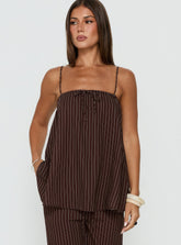 Amibella Boxy Cami Top Brown / Cream Stripe