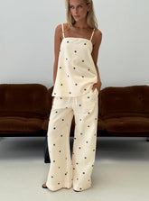 Bellara Tie Waist Pants Yellow Polka