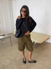 Allyza Baggy Cargo Shorts Olive