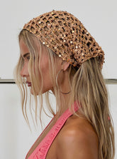 Deyla Sequin Crochet Hair Scarf Gold