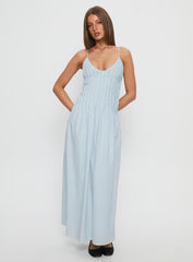 Adriela Pleat Maxi Dress Blue