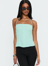 Delamere Tie Neck Top Aqua