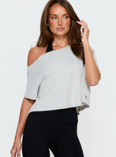 Bailea Off Shoulder Cropped Tee Grey Marle