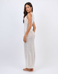 Margot Sheer sequin Beach Maxi Dress In Cream