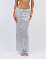 Solara Sequin Maxi Beach Skirt In Blue