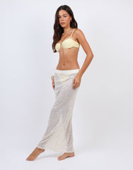 Solara Sequin Maxi Beach Skirt In Cream