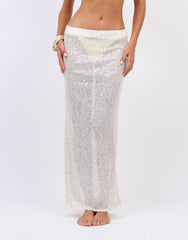 Solara Sequin Maxi Beach Skirt In Cream