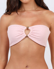 Summer Chevron Ring Detail Halter Bikini Top In Pink