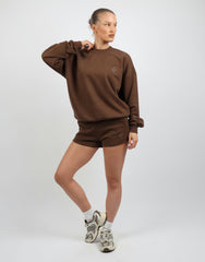 Riva Simmi Studios Embroidered Logo Shorts In Brown