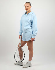 Monaco Simmi Studios Embroidered Logo Polo Sweatshirt In Baby Blue