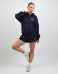 Monaco Simmi Studios Embroidered Logo Polo Sweatshirt In Navy