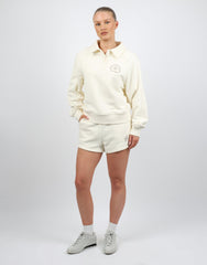 Monaco Simmi Studios Embroidered Logo Polo Sweatshirt In Cream