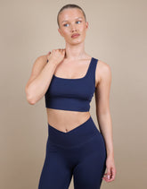 Teagan Square Neck Cropped Tank Top In Navy