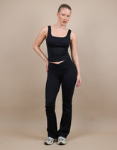 Cleo Ruched Front Flared Leggings In Black