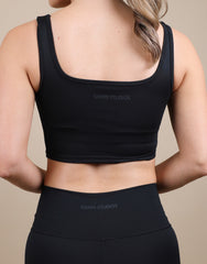 Teagan Square Neck Cropped Tank Top In Black