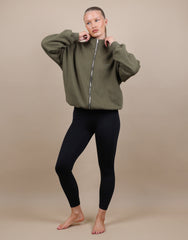 Bronte Simmi Studios Zip Through Funnel Neck Sweatshirt In Olive