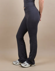 Cleo Ruched Front Flared Leggings In Slate