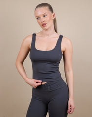 Rhea Square Neck Tank Top In Slate