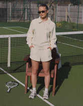 Monaco Simmi Studios Embroidered Logo Polo Sweatshirt In Cream