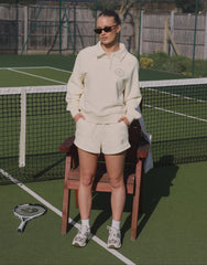 Monaco Simmi Studios Embroidered Logo Polo Sweatshirt In Cream