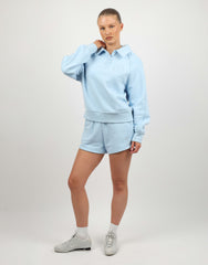 Monaco Simmi Studios Embroidered Logo Polo Sweatshirt In Baby Blue