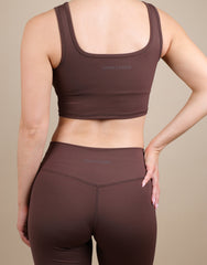 Teagan Square Neck Cropped Tank Top In Brown