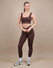 Teagan Square Neck Cropped Tank Top In Brown