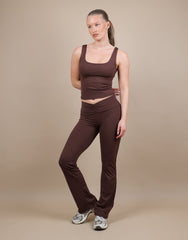 Rhea Square Neck Tank Top In Brown