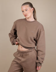 Kendall Cropped Sweatshirt in Mocha