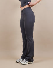 Cleo Ruched Front Flared Leggings In Slate