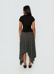 Alevia Asymmetrical Midi Skirt Black / Grey Stripe