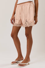 Champagne Satin Lace Shorts