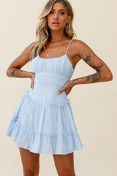 Stolen Moments Cami Strap Ruffle Dress Steel Blue