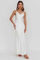 Our Story Surplice Neckline Maxi Dress Off White