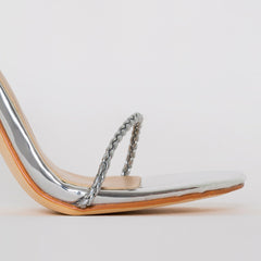 Welma Silver Lace Up Stiletto Heels