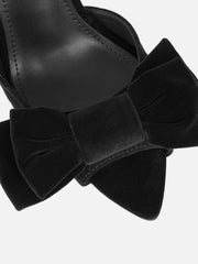 Torrez Black Velvet Bow Detail Peep Toe Heeled Sandals