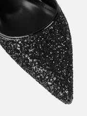 Hollie Black Glitter Slingback Court Shoes