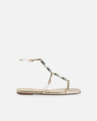 Azura Gold Snake Embellished Flat Sandals