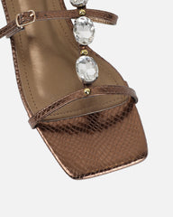 Zenya Bronze Snake Embellished Knee High Sandals