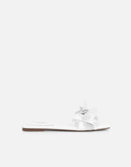 Gilly White Flower Detail Flat Sandals