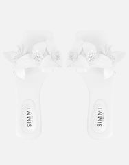 Gilly White Flower Detail Flat Sandals