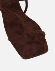 Leana Brown Suede Strappy Flat Sandals