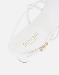 Leana White Strappy Flat Sandals