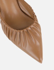 Paige Dark Nude Ruched Mules