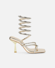 Freesia Gold Faux Snake Print Spiral Mid Heels