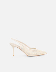 Alizia Stone Mesh Embellished Slingback Courts