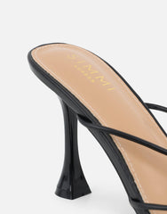 Kirsty Black Gold Detail Cross Over Heeled Mules