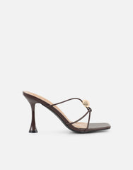 Kirsty Brown Gold Detail Cross Over Heeled Mules
