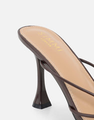 Kirsty Brown Gold Detail Cross Over Heeled Mules
