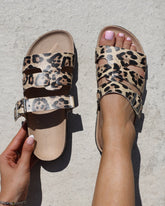 Amia Leopard Slip on Footbed Slides